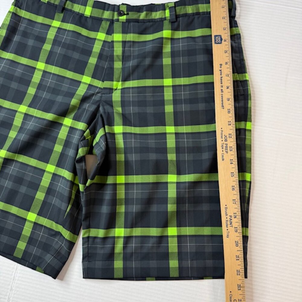 Nike Men's Golf Flat Front Shorts Black Green Plaid Size 38 - Picture 7 of 10